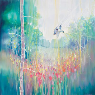 Weaving Summer Swallows In A Meadow by Gill Bustamante framed canvas print