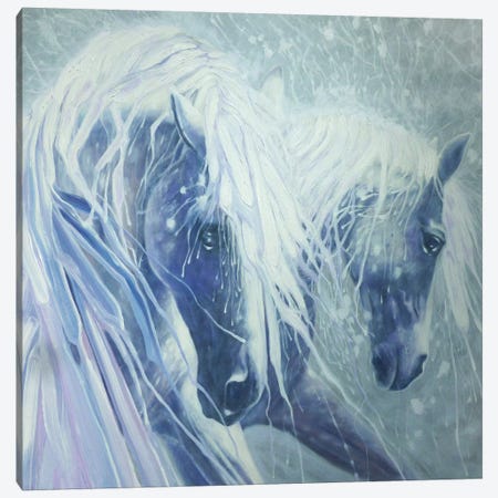 Ice Horses, Square Canvas Print #GBU17} by Gill Bustamante Art Print