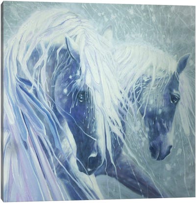 Ice Horses, Square Canvas Art Print