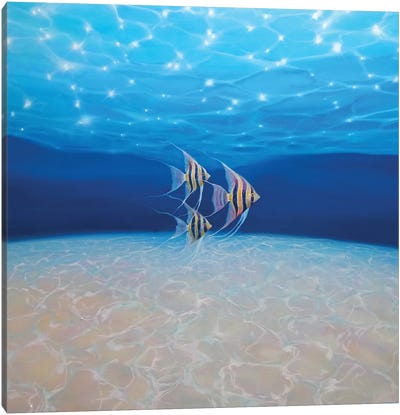 Angels Under The Sea, Square Canvas Art Print - Underwater Art