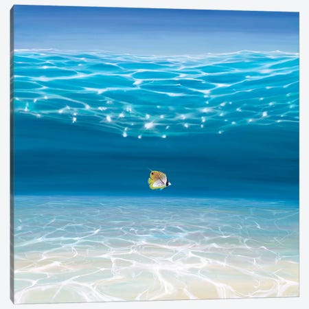 Solo In The Turquoise Sea Canvas Print #GBU37} by Gill Bustamante Art Print