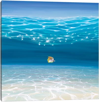 Solo In The Turquoise Sea Canvas Art Print - Gill Bustamante