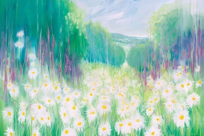Through The Daisies To The Sea by Gill Bustamante framed canvas print