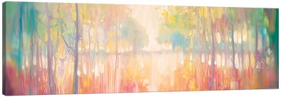 Autumn Calls, Panoramic Wide Canvas Of Lake Through Autumn Trees Canvas Art Print - Abstract Floral & Botanical Art