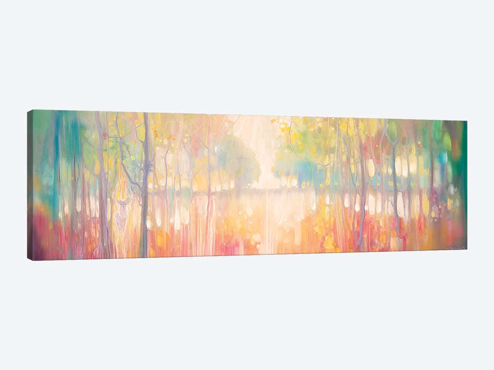 Autumn Calls, Panoramic Wide Canvas Of Lake Through Autumn Trees by Gill Bustamante 1-piece Canvas Wall Art
