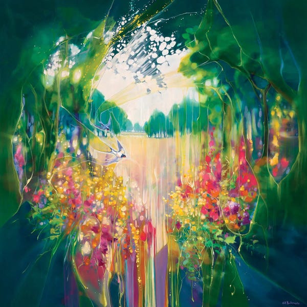 Poppies: Creation, A Secret Garden With Swallow And Flowers by Gill Bustamante