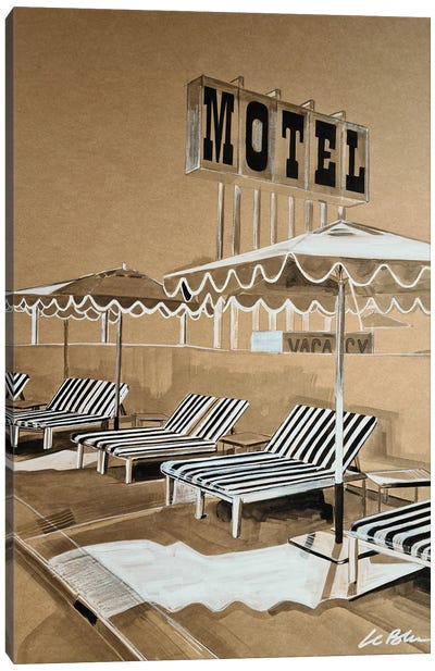 Motel Canvas Art Print - Black & Beige Art