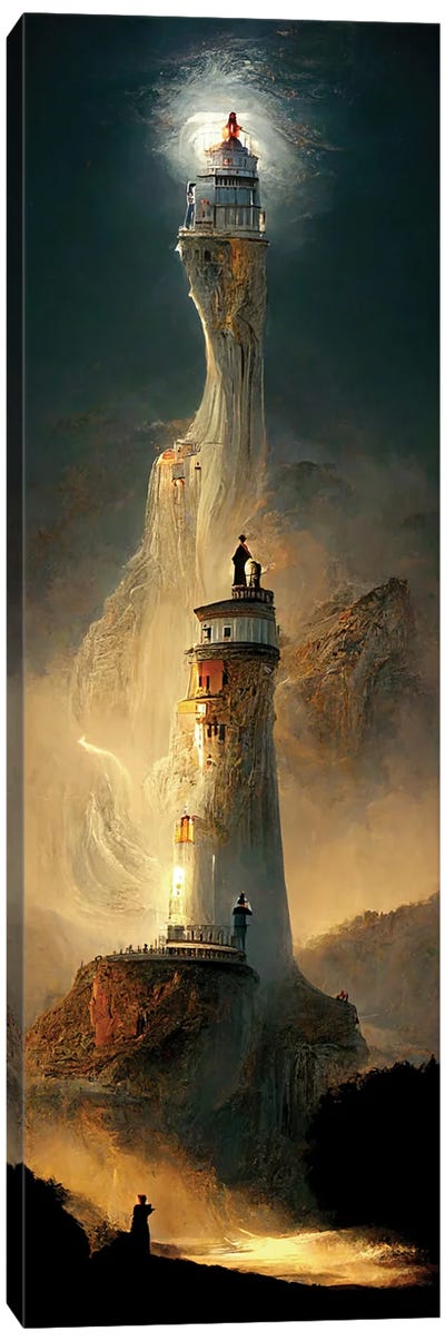Beacons Of The Cascading Light Relay Canvas Art Print - Lighthouse Art