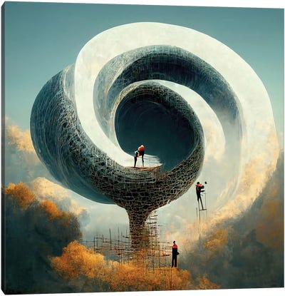 Construction Of The Upward Spiral I Canvas Art Print - Similar to Salvador Dali