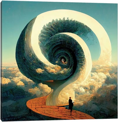 Construction Of The Upward Spiral II Canvas Art Print - Stairs & Staircases
