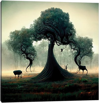 Illusions Of The Black Oak Savanna V Canvas Art Print - Oak Tree Art