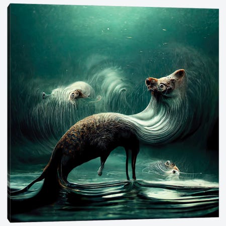 Aquatic Animals Of The Cresting Waves I Canvas Print #GCE2} by Graeme Cornies Canvas Wall Art
