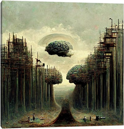 Mental Lumber And The Construction Of A Unified Theory II Canvas Art Print - Similar to Salvador Dali