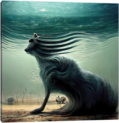 Aquatic Animals Of The Cresting Waves II Canvas Art Print - Graeme Cornies