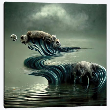 Aquatic Animals Of The Cresting Waves III Canvas Print #GCE4} by Graeme Cornies Art Print