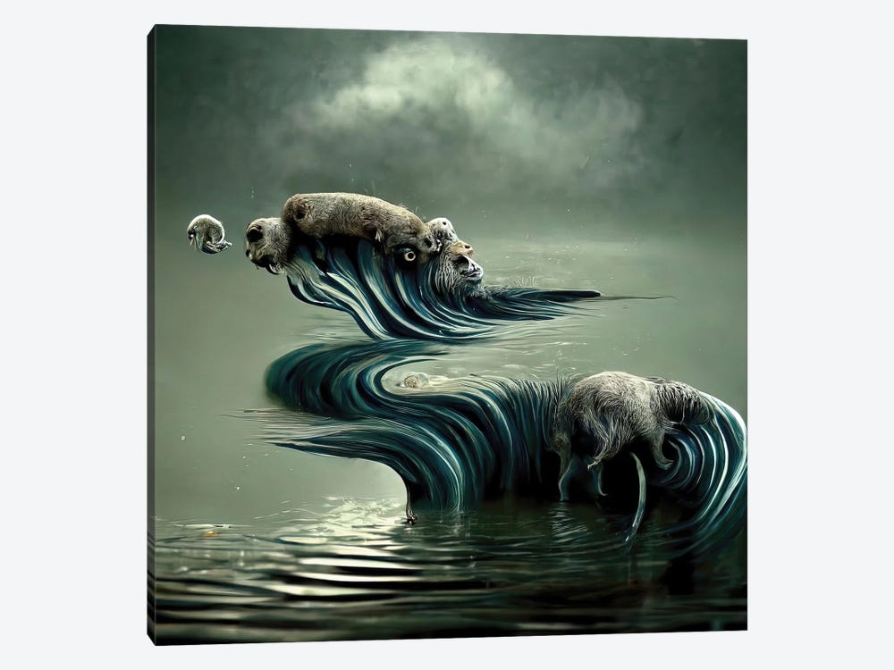 Aquatic Animals Of The Cresting Waves III by Graeme Cornies 1-piece Canvas Wall Art