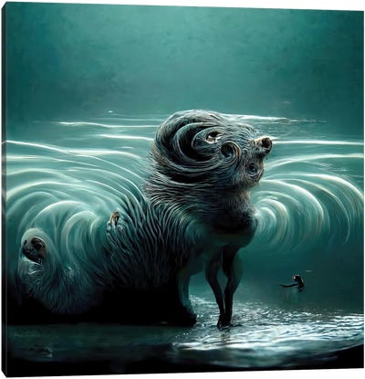 Aquatic Animals Of The Cresting Waves IV Canvas Art Print - Graeme Cornies