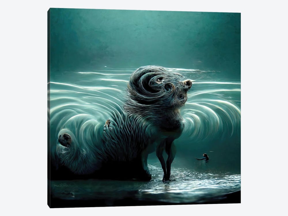 Aquatic Animals Of The Cresting Waves IV by Graeme Cornies 1-piece Canvas Print