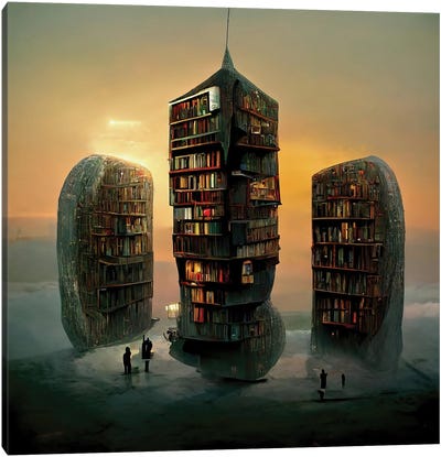 Theories Are Buildings III Canvas Art Print - Similar to Salvador Dali