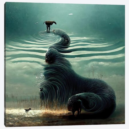 Aquatic Animals Of The Cresting Waves V Canvas Print #GCE6} by Graeme Cornies Art Print