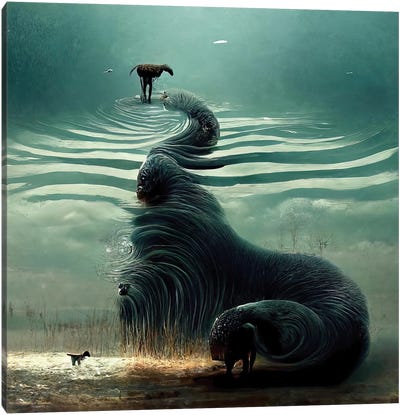 Aquatic Animals Of The Cresting Waves V Canvas Art Print - Graeme Cornies