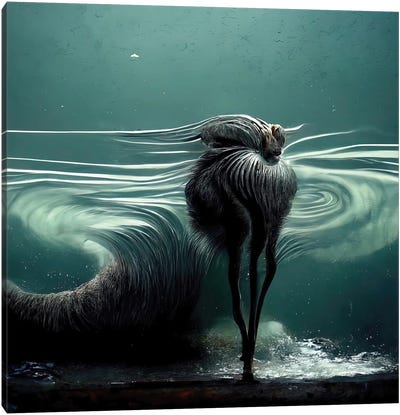 Aquatic Animals Of The Cresting Waves VI Canvas Art Print - Graeme Cornies