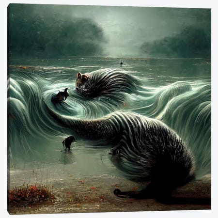 Aquatic Animals Of The Cresting Waves VII Canvas Print #GCE8} by Graeme Cornies Canvas Wall Art