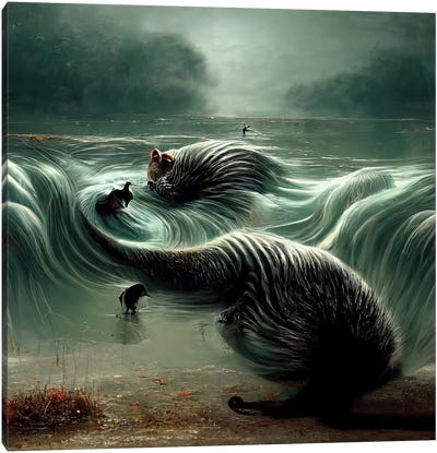 Aquatic Animals Of The Cresting Waves VII Canvas Art Print - Graeme Cornies