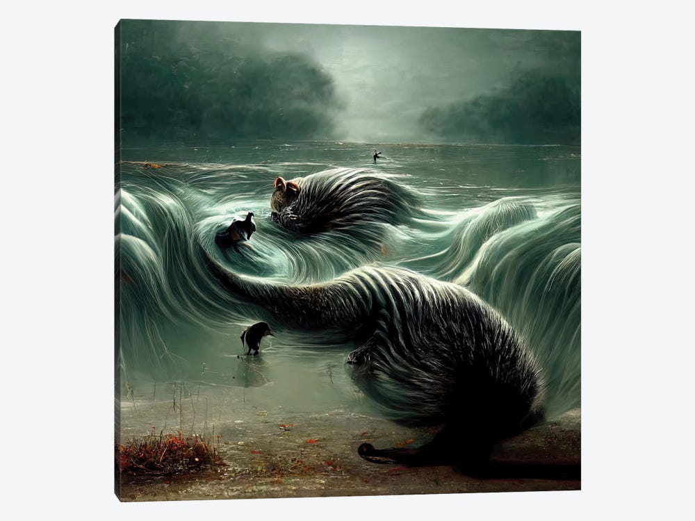 Aquatic Animals Of The Cresting Waves VII by Graeme Cornies 1-piece Canvas Artwork