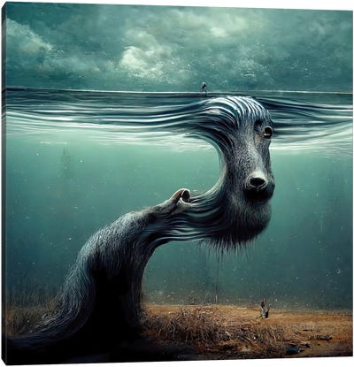 Aquatic Animals Of The Cresting Waves VIII Canvas Art Print - Graeme Cornies