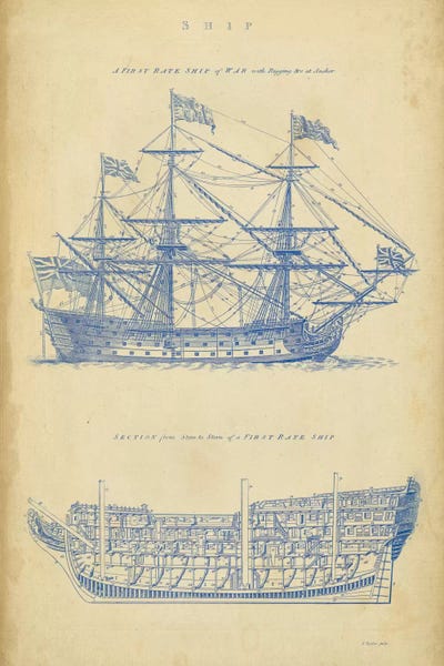 Vintage Ship Blueprint