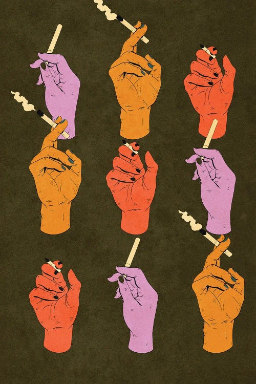 Smoking Hands by Galactixy Illustrations wall art