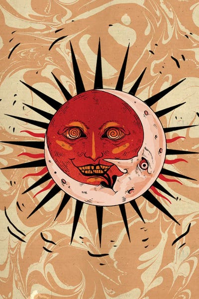 Sun And Moon by Galactixy Illustrations framed canvas print