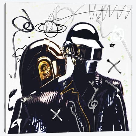 Daft Punk Canvas Print #GCZ12} by Gabriel Cozzarelli Canvas Wall Art