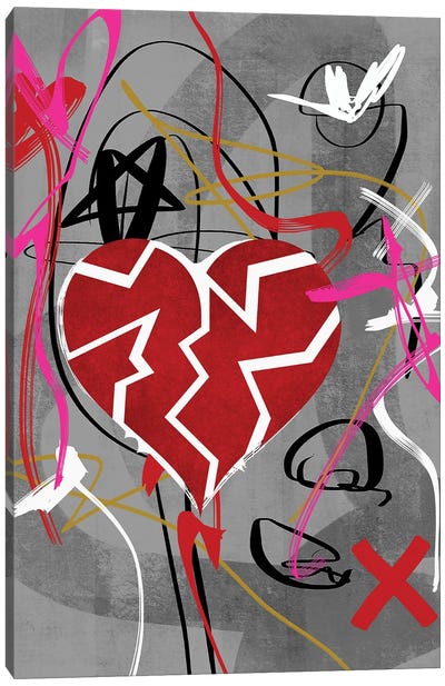 Heart Broken Canvas Art Print - Expressive Street Art