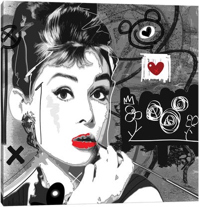 Love Kisses Canvas Art Print - Audrey Hepburn