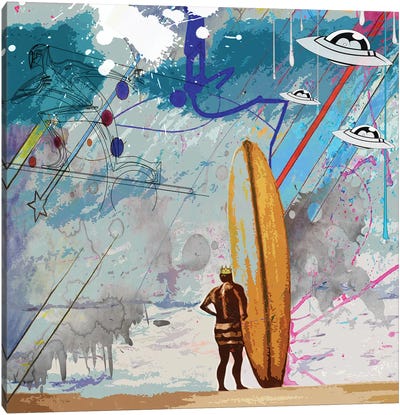 Surfers Canvas Art Print - UFO Art