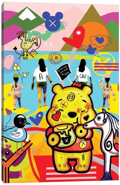 Pollo Party Canvas Art Print - Winnie the Pooh