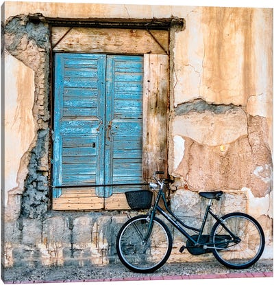 Old Window And Bicycle Canvas Art Print