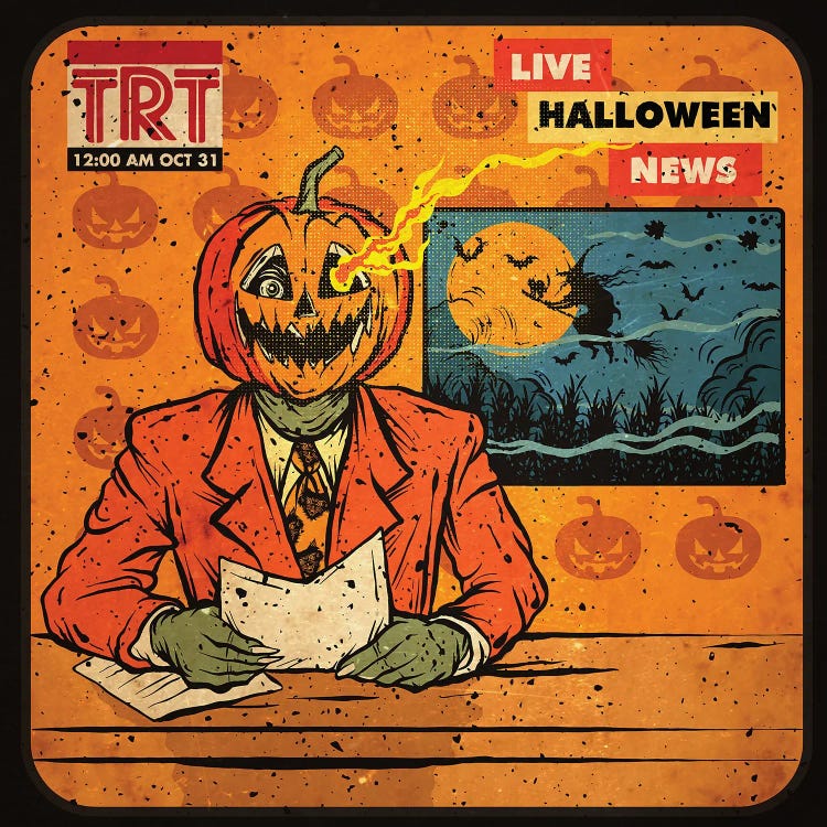 Breaking Halloween News by Anderson Green Devil wall art