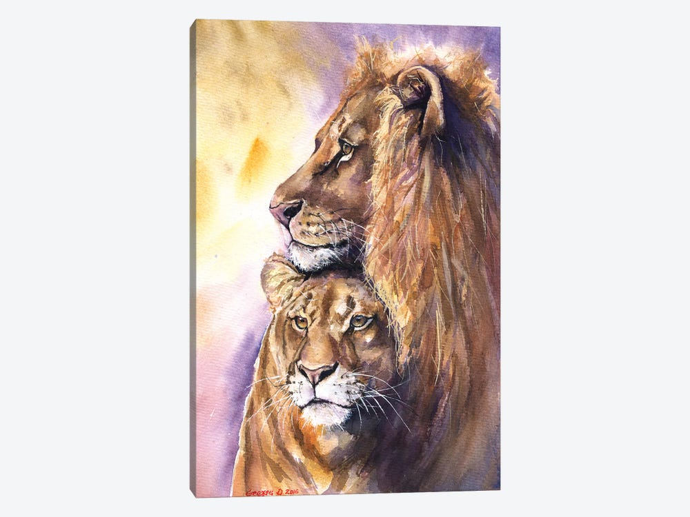 Lion Family by George Dyachenko 1-piece Canvas Artwork