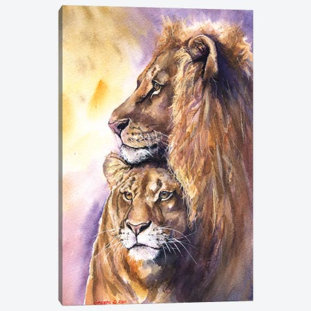 Lion Family Canvas Print #GDY103} by George Dyachenko Art Print