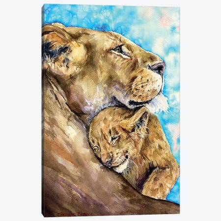 Lion Family Love Canvas Print #GDY104} by George Dyachenko Canvas Artwork