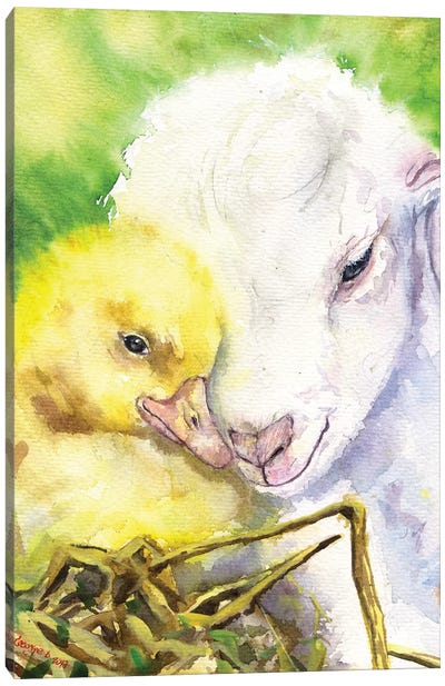 Little Friends Canvas Art Print - Sheep Art