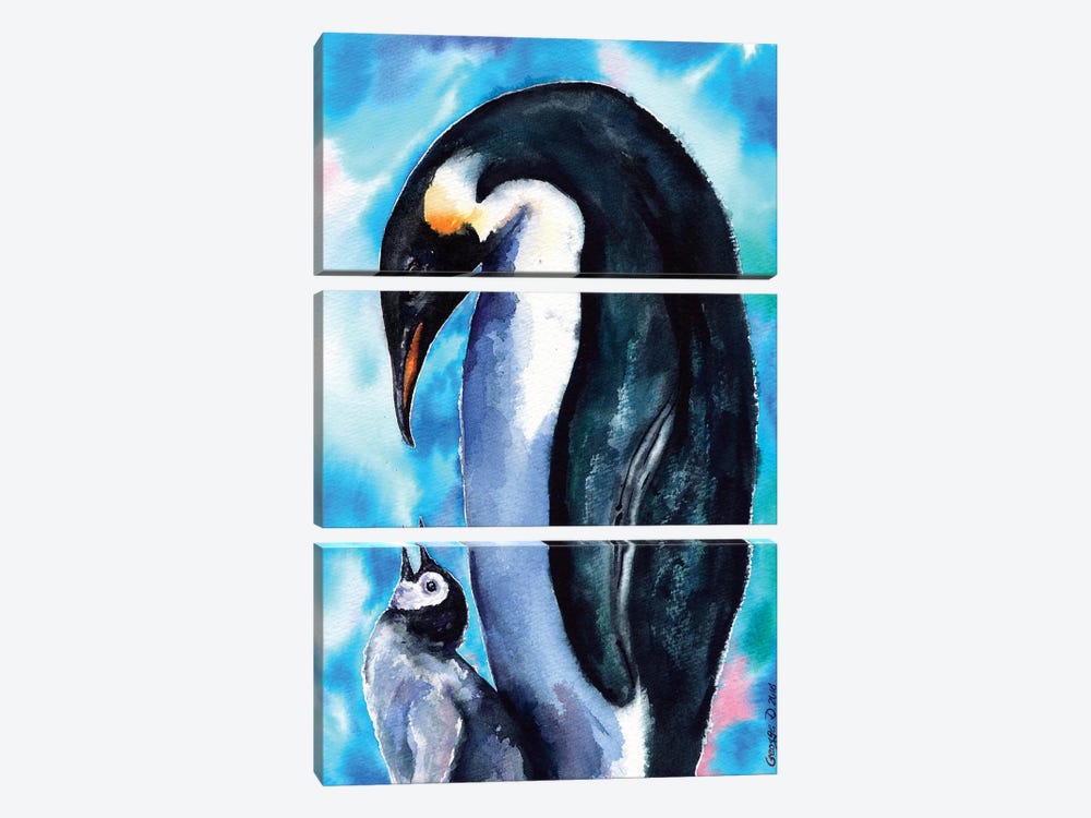 Penguin Family by George Dyachenko 3-piece Canvas Print