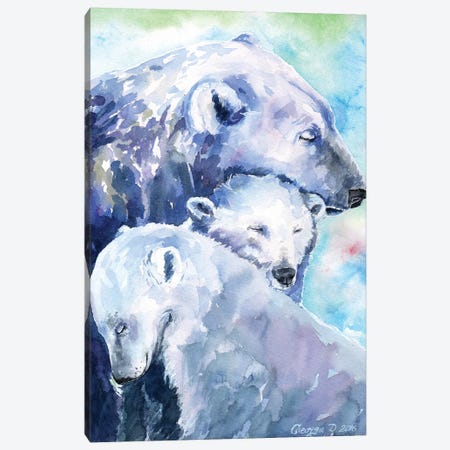 Polar Bears Family I Canvas Print #GDY119} by George Dyachenko Canvas Artwork
