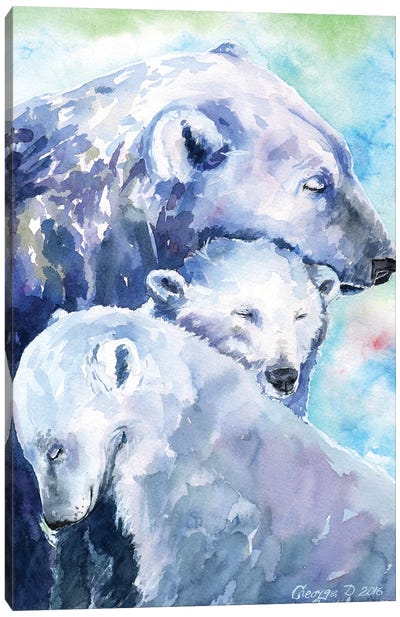 Polar Bears Family I Canvas Art Print - Polar Bear Art
