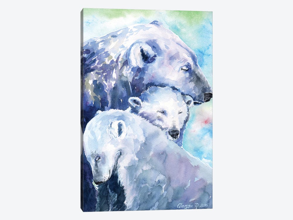 Polar Bears Family I by George Dyachenko 1-piece Canvas Art Print
