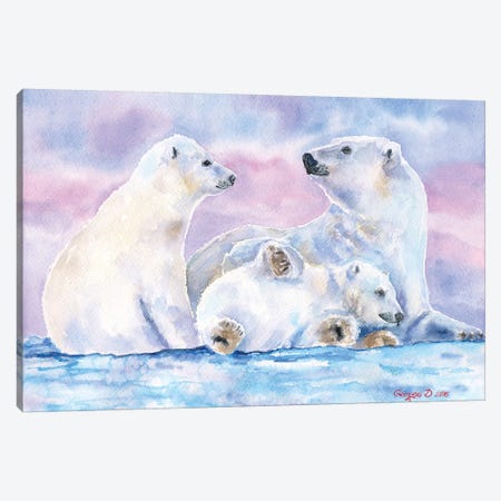 Polar Bears Family II Canvas Print #GDY120} by George Dyachenko Art Print