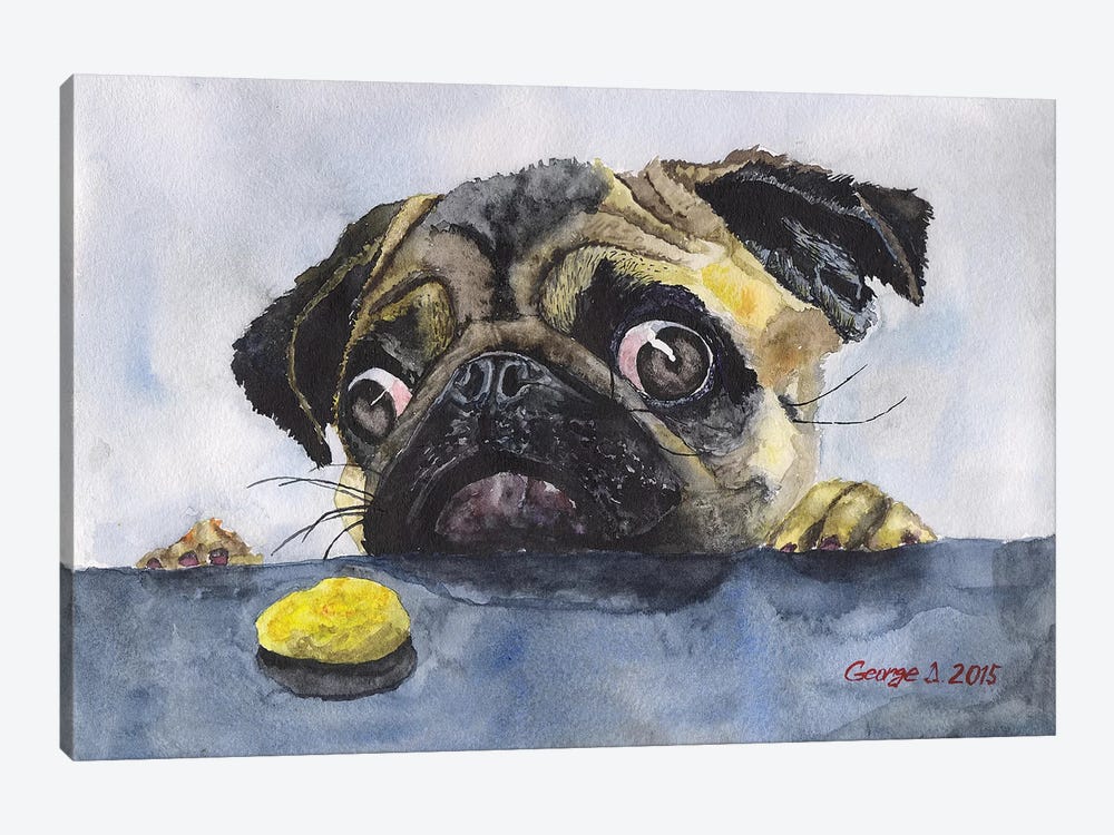 Pug And Cookie by George Dyachenko 1-piece Canvas Print